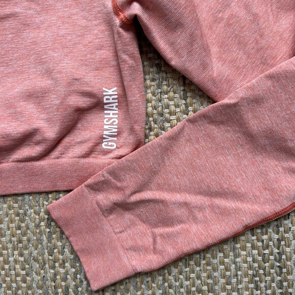 Gymshark Adapt Marl Orange Crop Top Long Sleeve Large Ruched Training Stretch - Picture 6 of 13